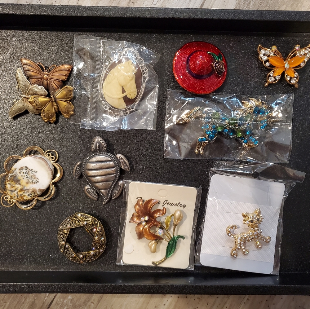 Lot of 10 brooches
